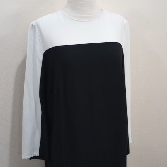 Akris Punto Black & White Color Block Shift Dress, Size 12 - Picture 4 of 11